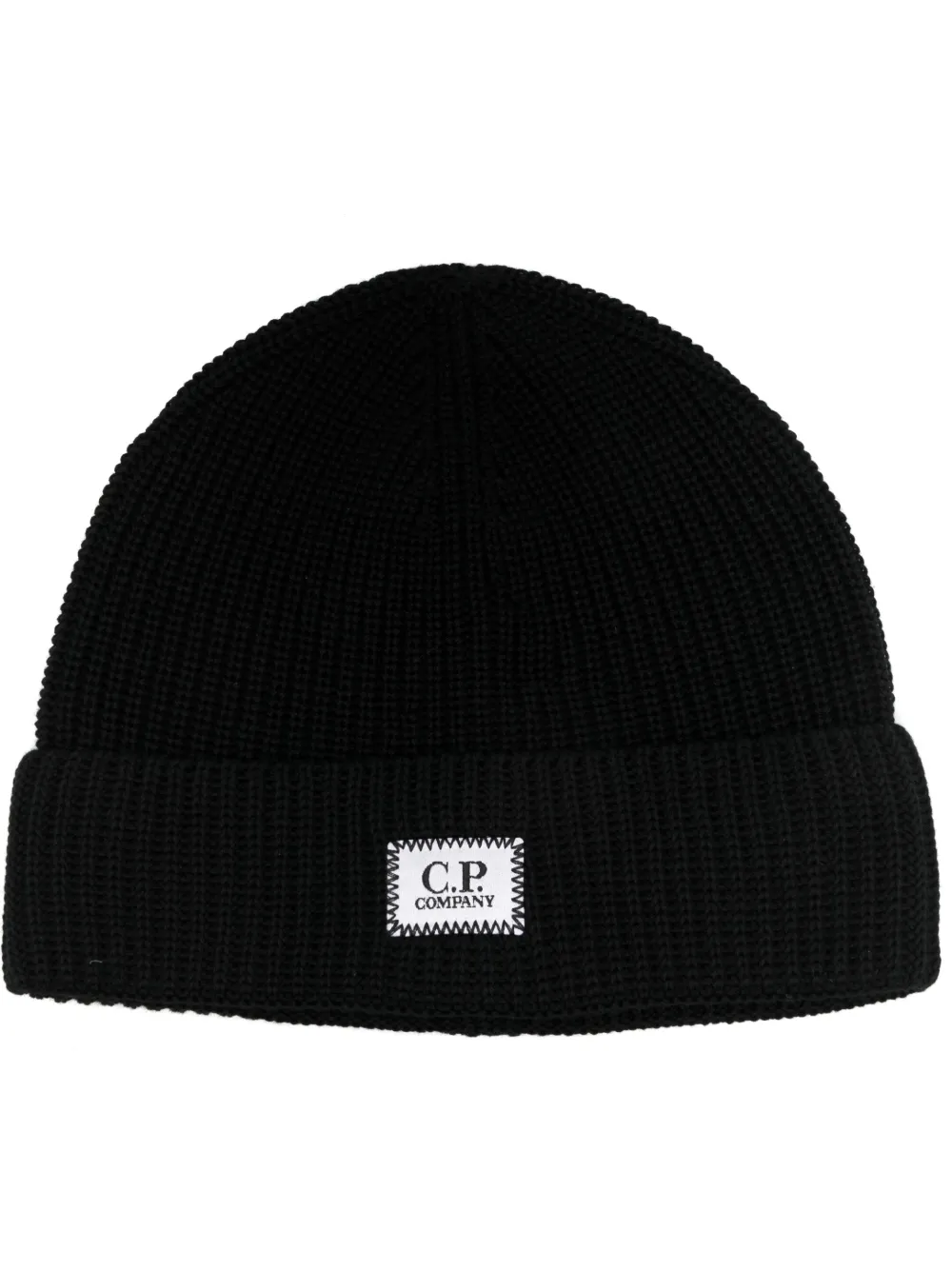 C.P. Company logo-patch knitted beanie - Black