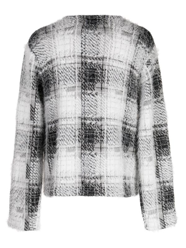 Stüssy hairy-knit Plaid Cardigan - Farfetch