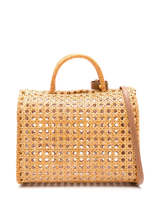 SERPUI Suzy wicker-design Tote Bag Brown FARFETCH PH