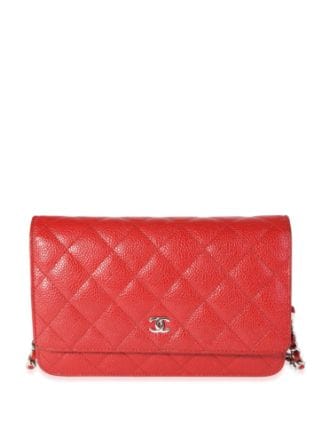 Chanel Red Quilted Lambskin Classic Wallet On Chain (WOC) Q6B03E1IRB035