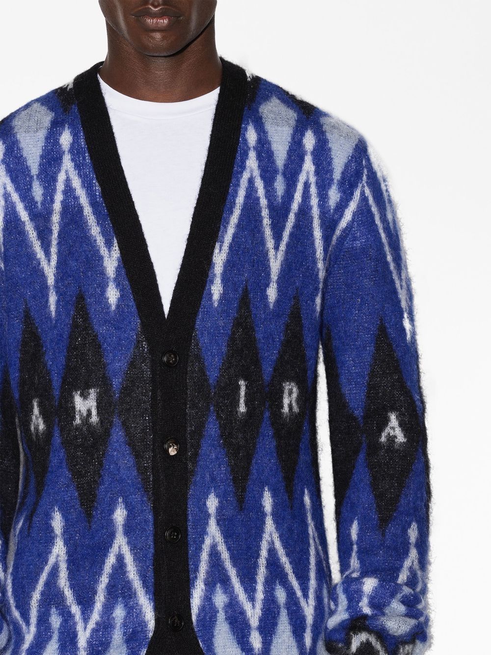 Amiri Argyle Mohair-Blend Cardigan