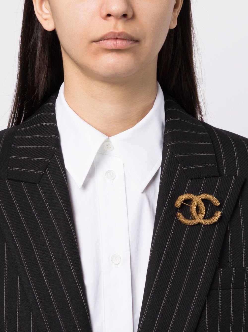 Chanel Pre-owned 1993 CC Textured Brooch - Gold