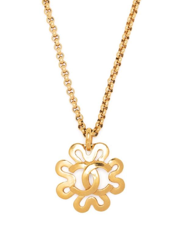 CHANEL Pre-Owned 1995 CC Heart Pendant Necklace - Farfetch