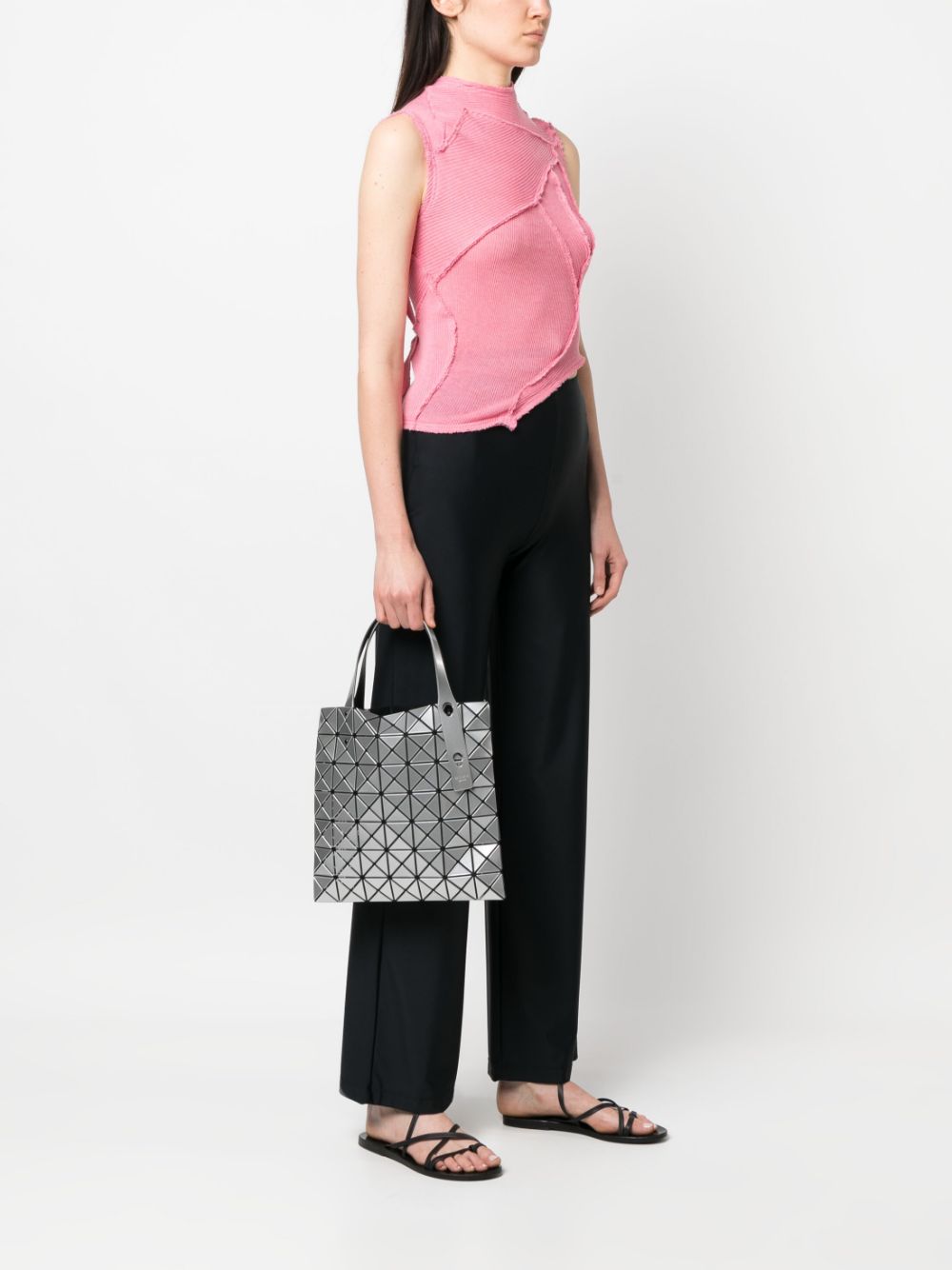 Geo Prism Tote in Shiny Black