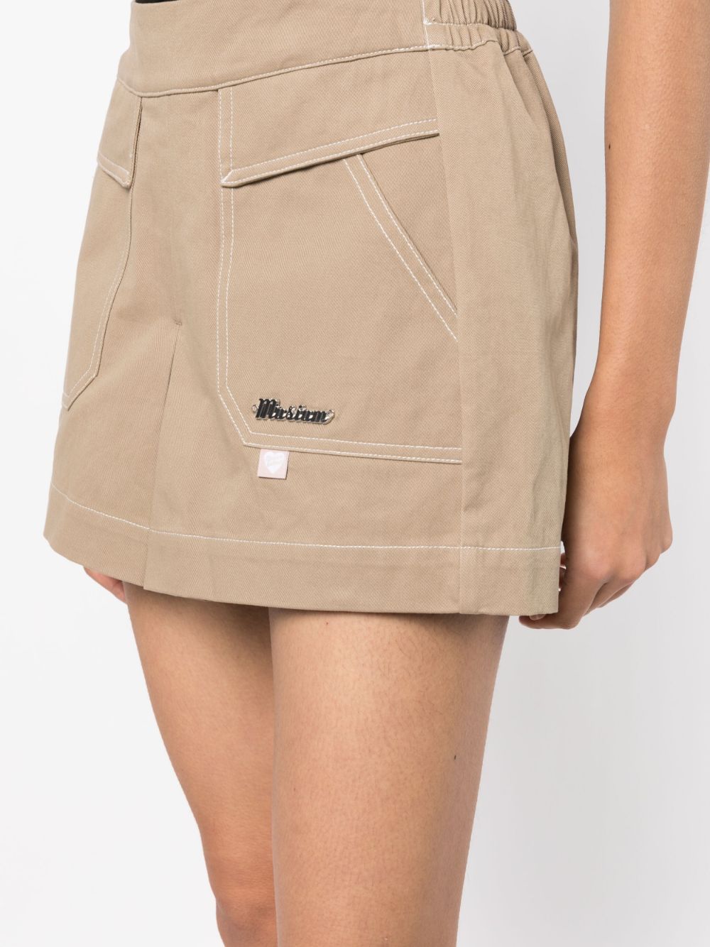 Shop Musium Div. Logo-plaque Cotton Shorts In Brown