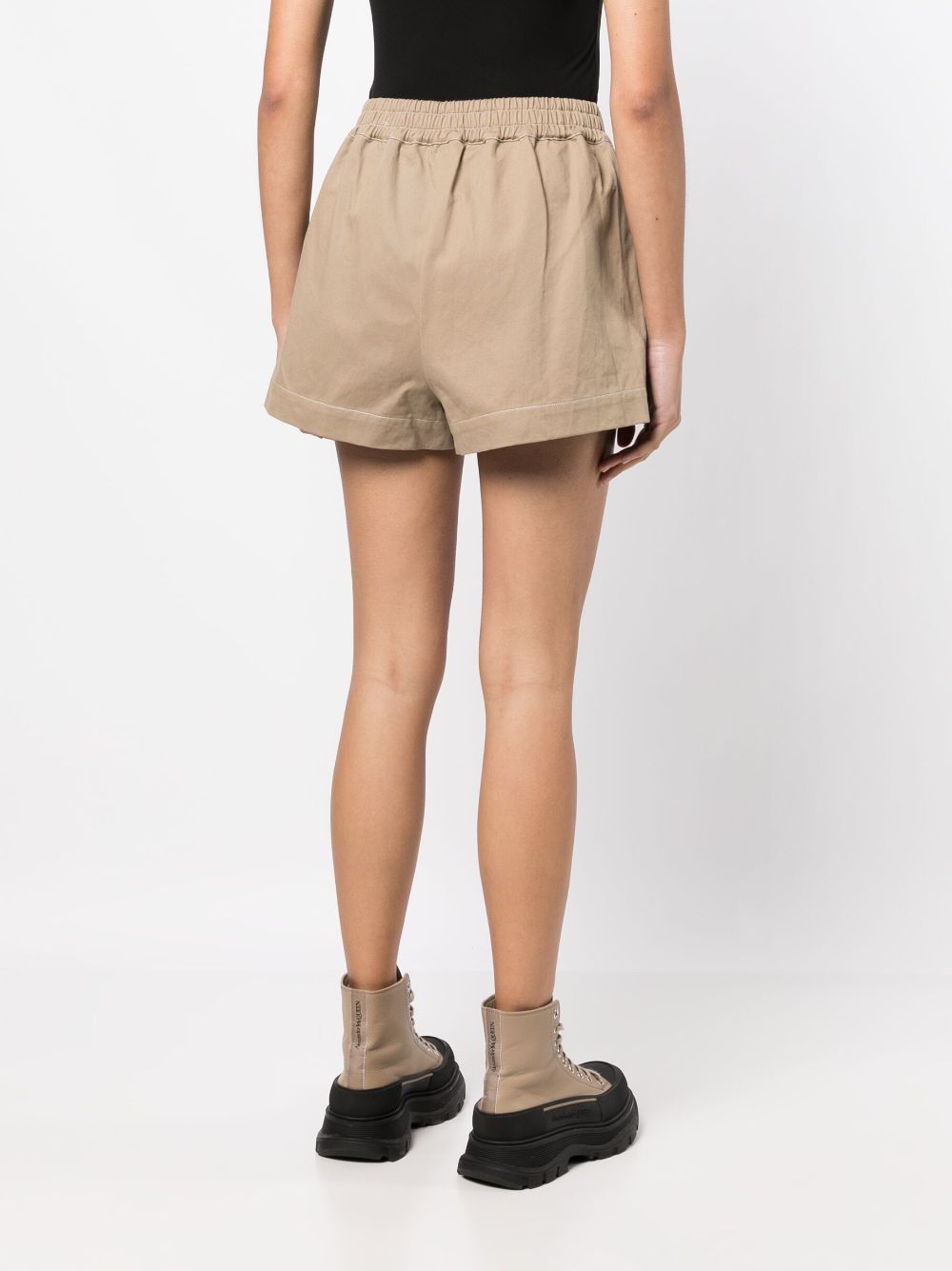 Shop Musium Div. Logo-plaque Cotton Shorts In Brown