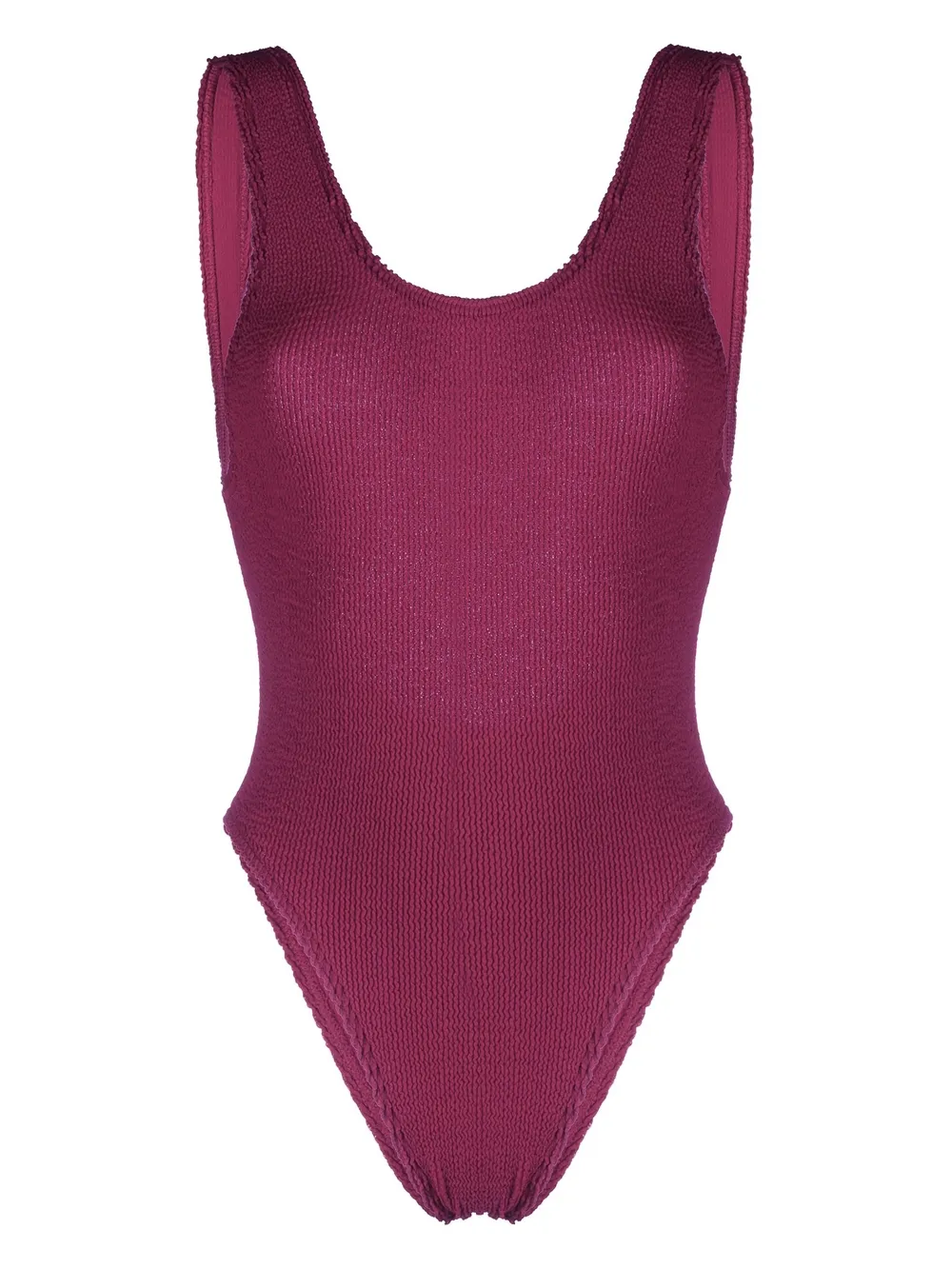 Bond-eye crinkled scoop-back swimsuit