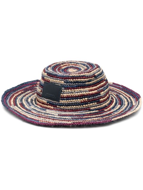 ISABEL MARANT logo-patch woven raffia sun hat Women