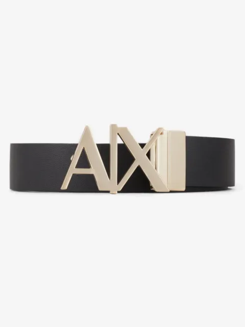 Armani Exchange logo-buckle leather belt