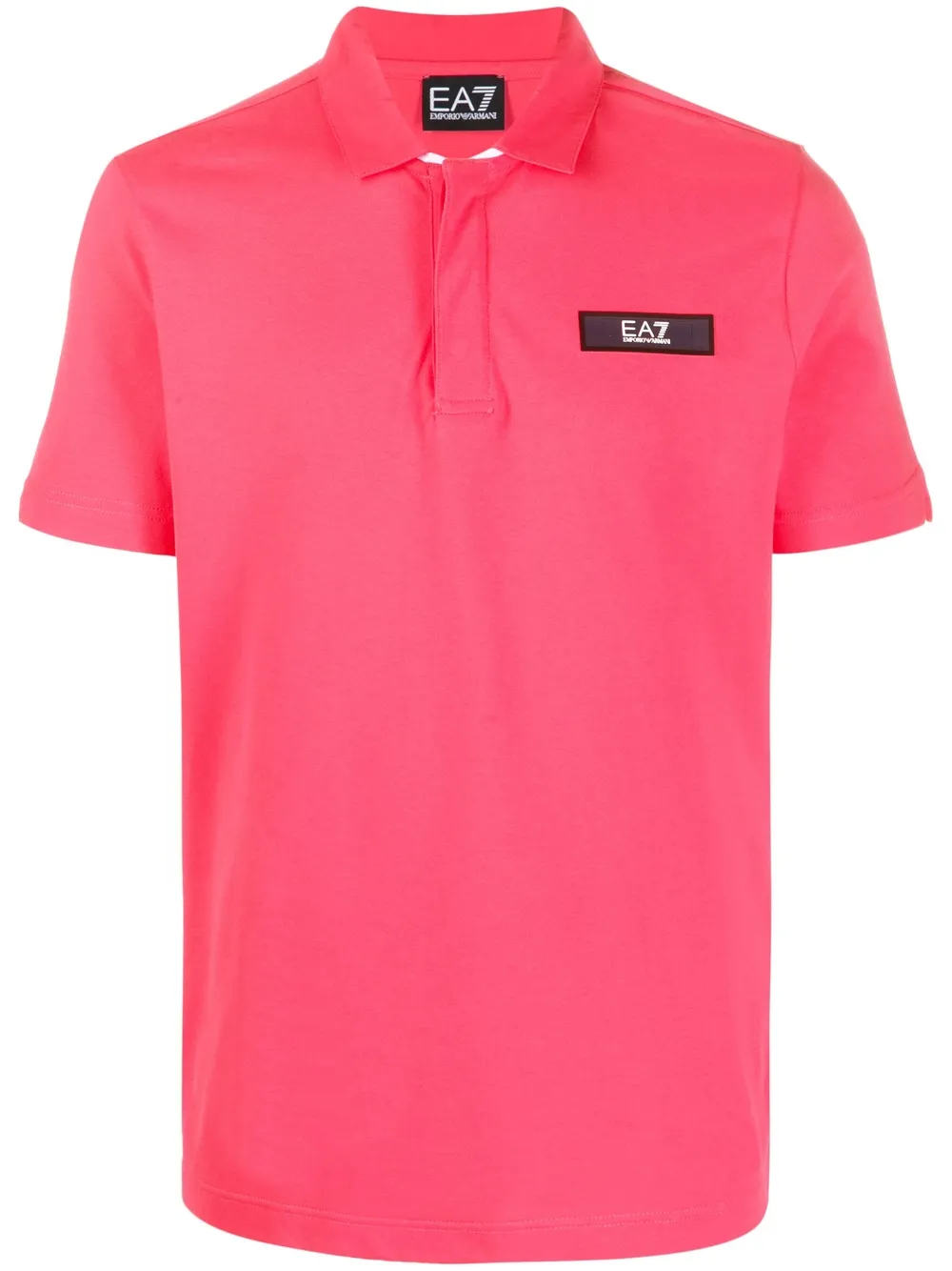 Ea7 Logo-patch Cotton Polo Shirt In Rosa