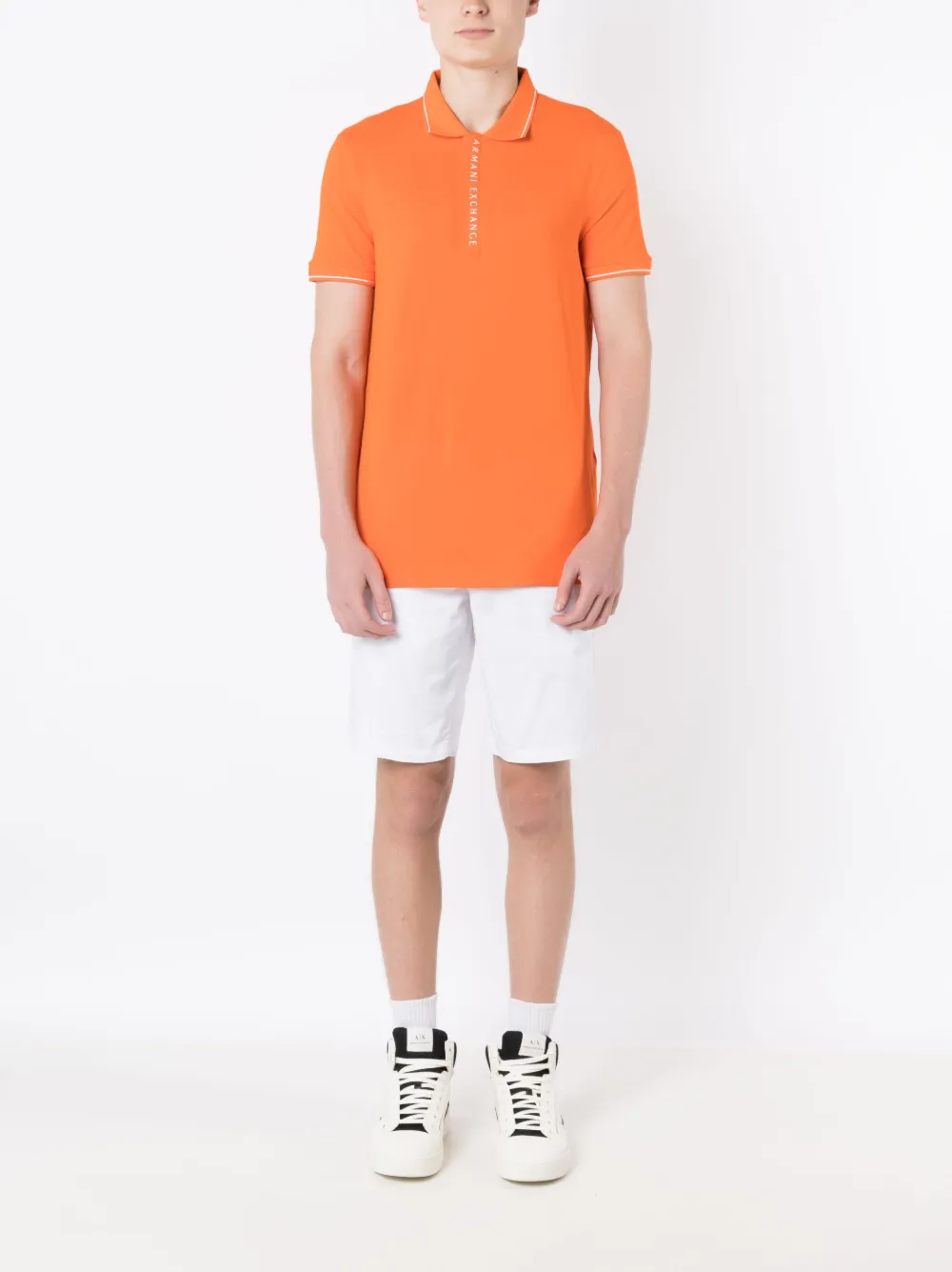 Armani Exchange Bermuda shorts met logopatch - Wit