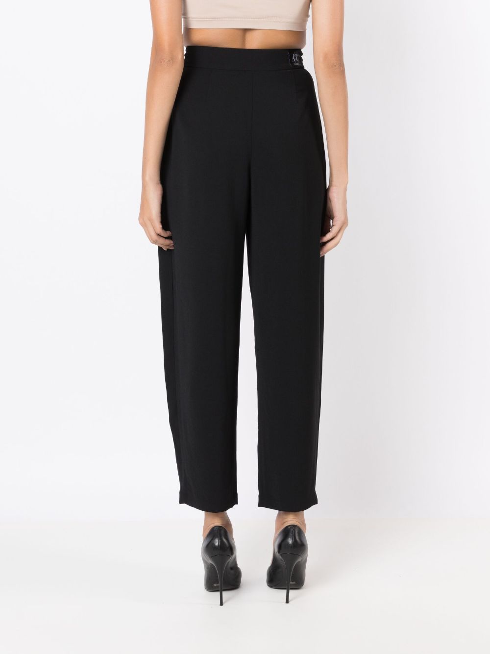 Shop Armani Exchange Pleat-detail Straight-leg Trousers In Black