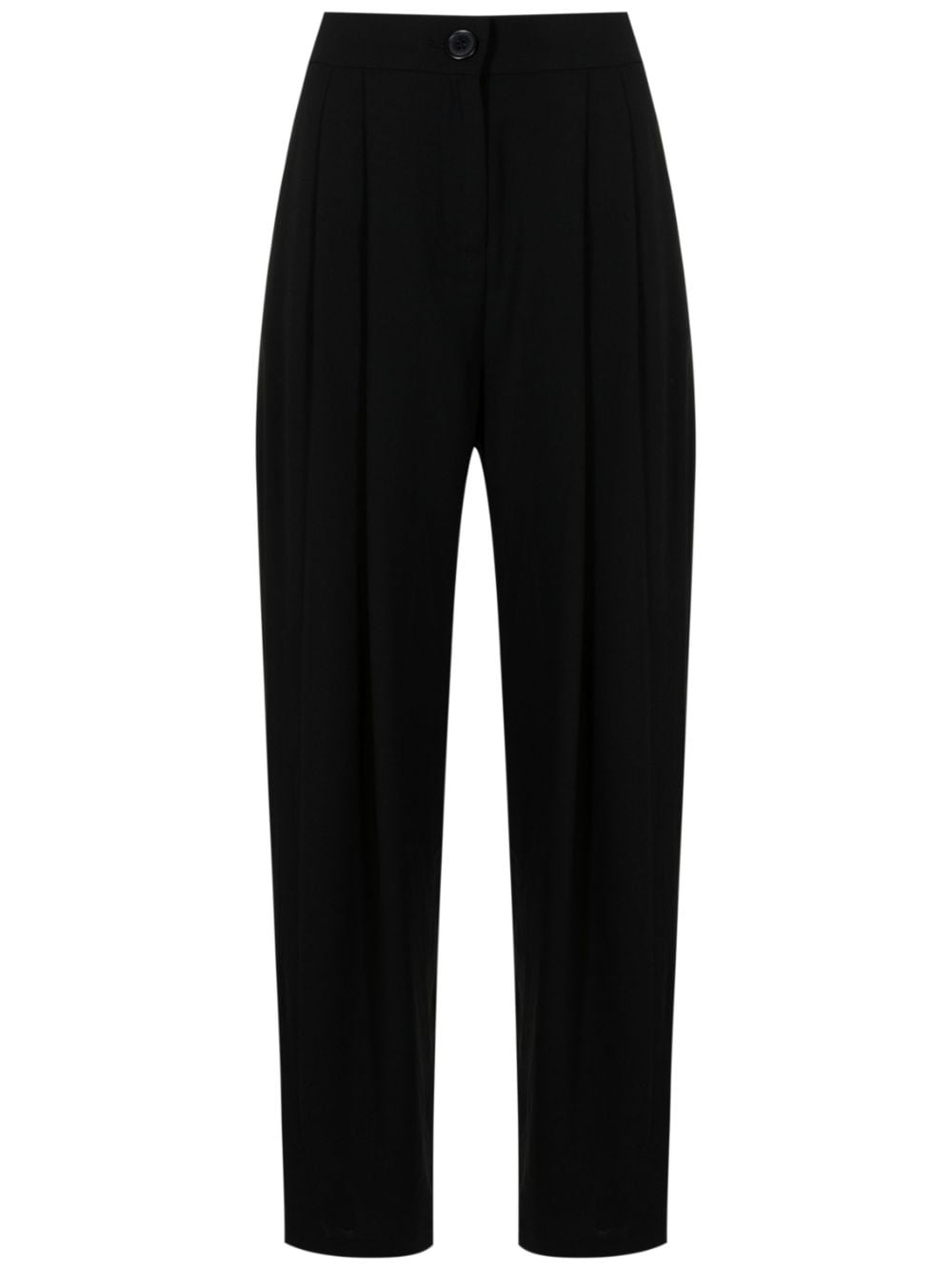 Armani Exchange Pleat-detail Straight-leg Trousers In Black