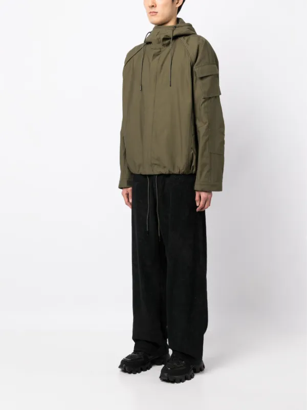 YUN Juun.J drawstring-hood high-neck Jacket | Green | FARFETCH