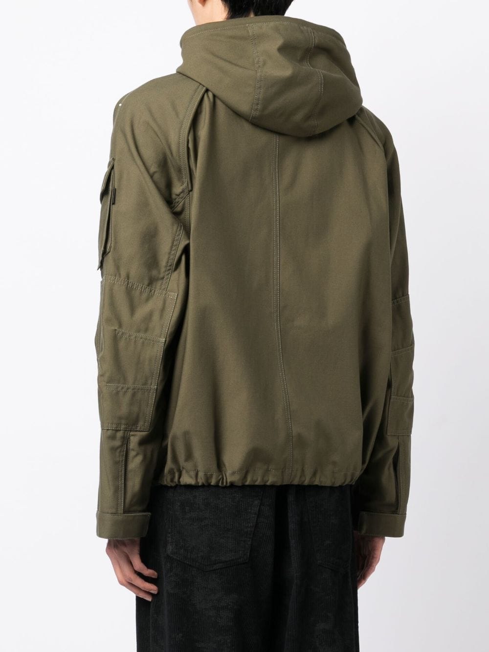 Shop Juunj Drawstring-hood High-neck Jacket In Green