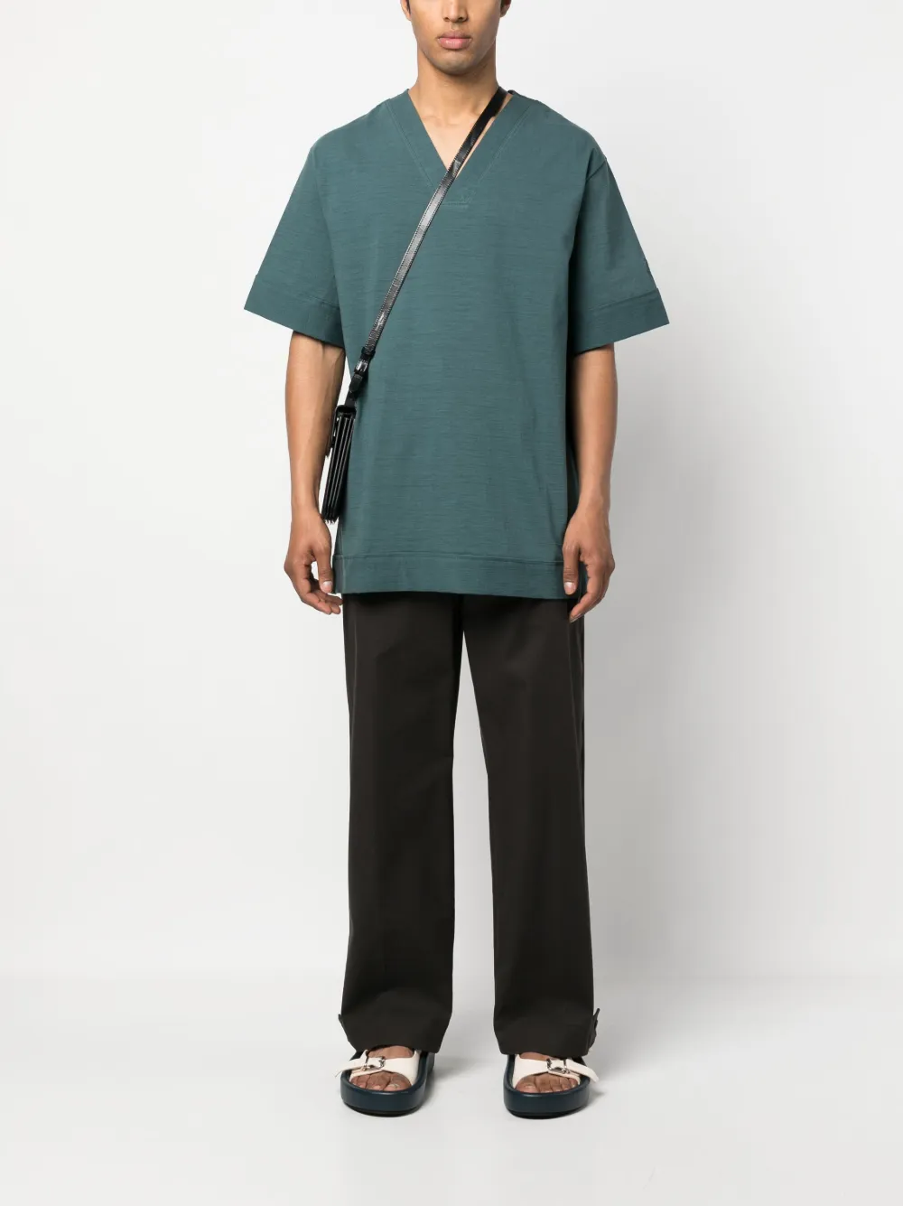 Jil Sander T-shirt met V-hals - Blauw