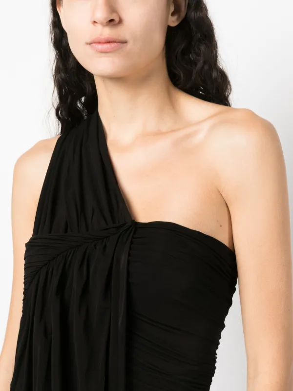 Rick Owens Edfu Ruched Draped Top | Black | FARFETCH