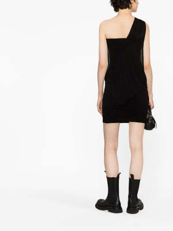 rick owens ruched dress Rick Owens one-shoulder Ruched Minidress | Black