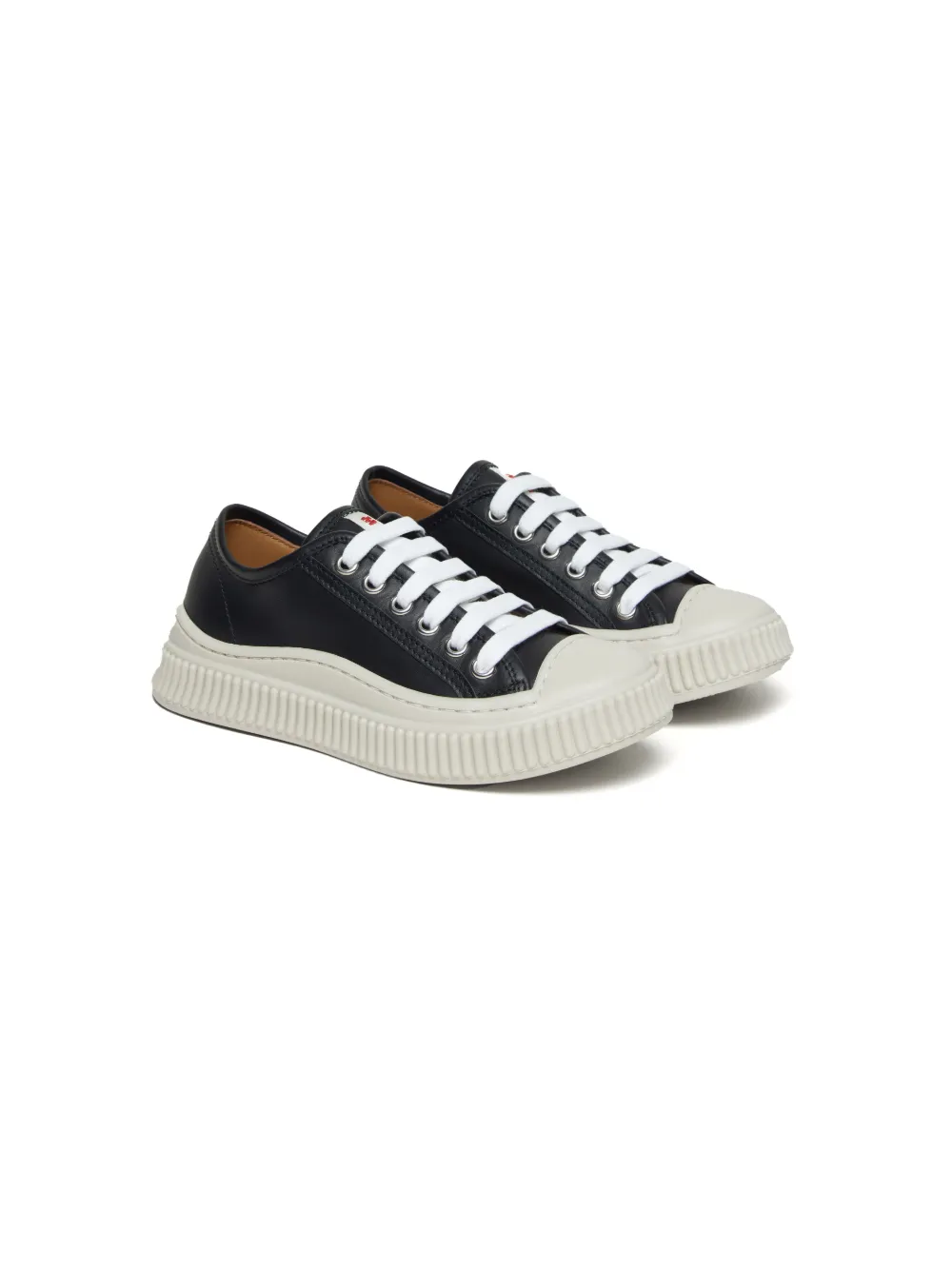 Marni Kids' Lace-up Leather Sneakers In Black