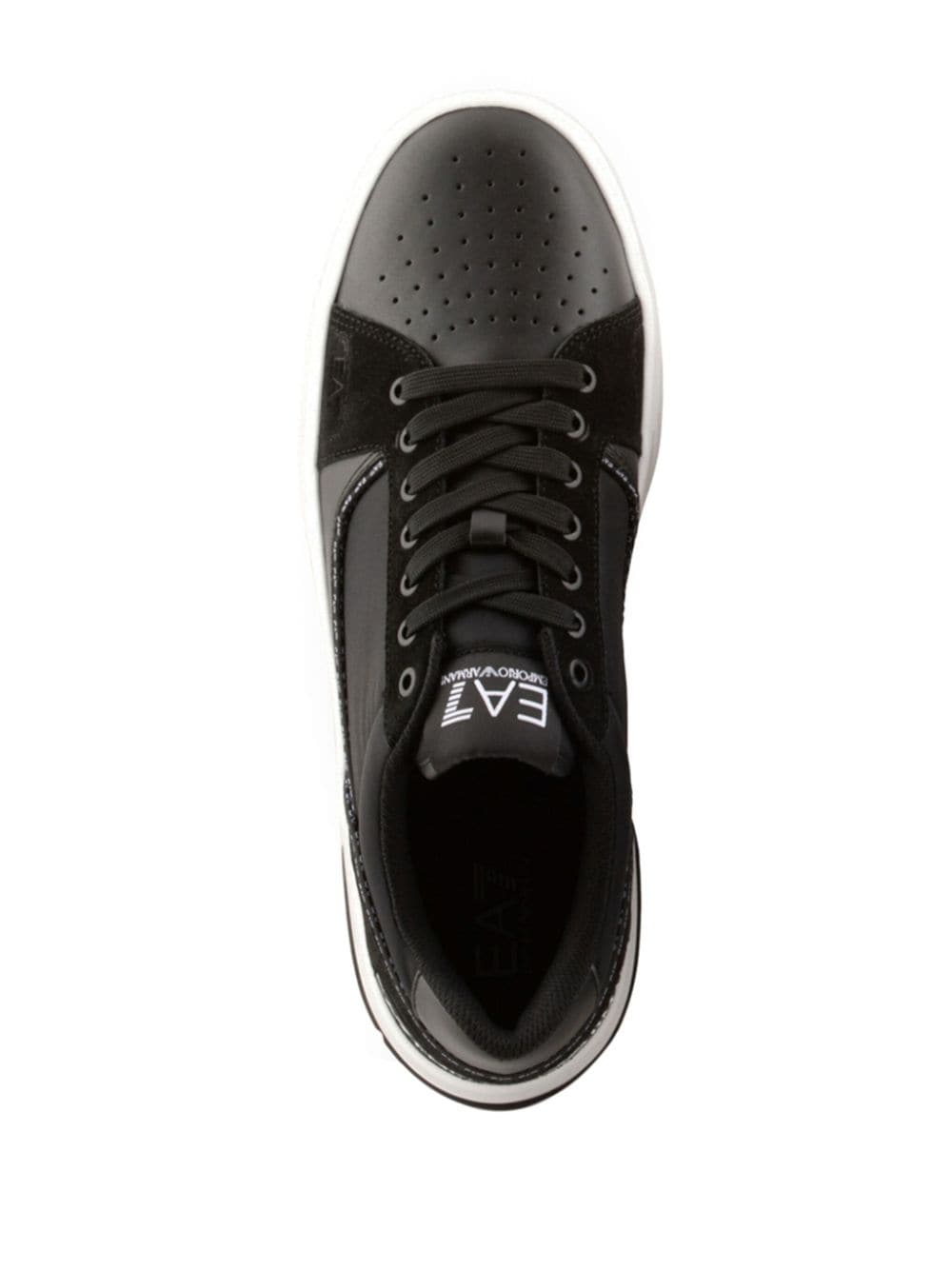 Shop Ea7 Lace-up Leather Sneakers In Black
