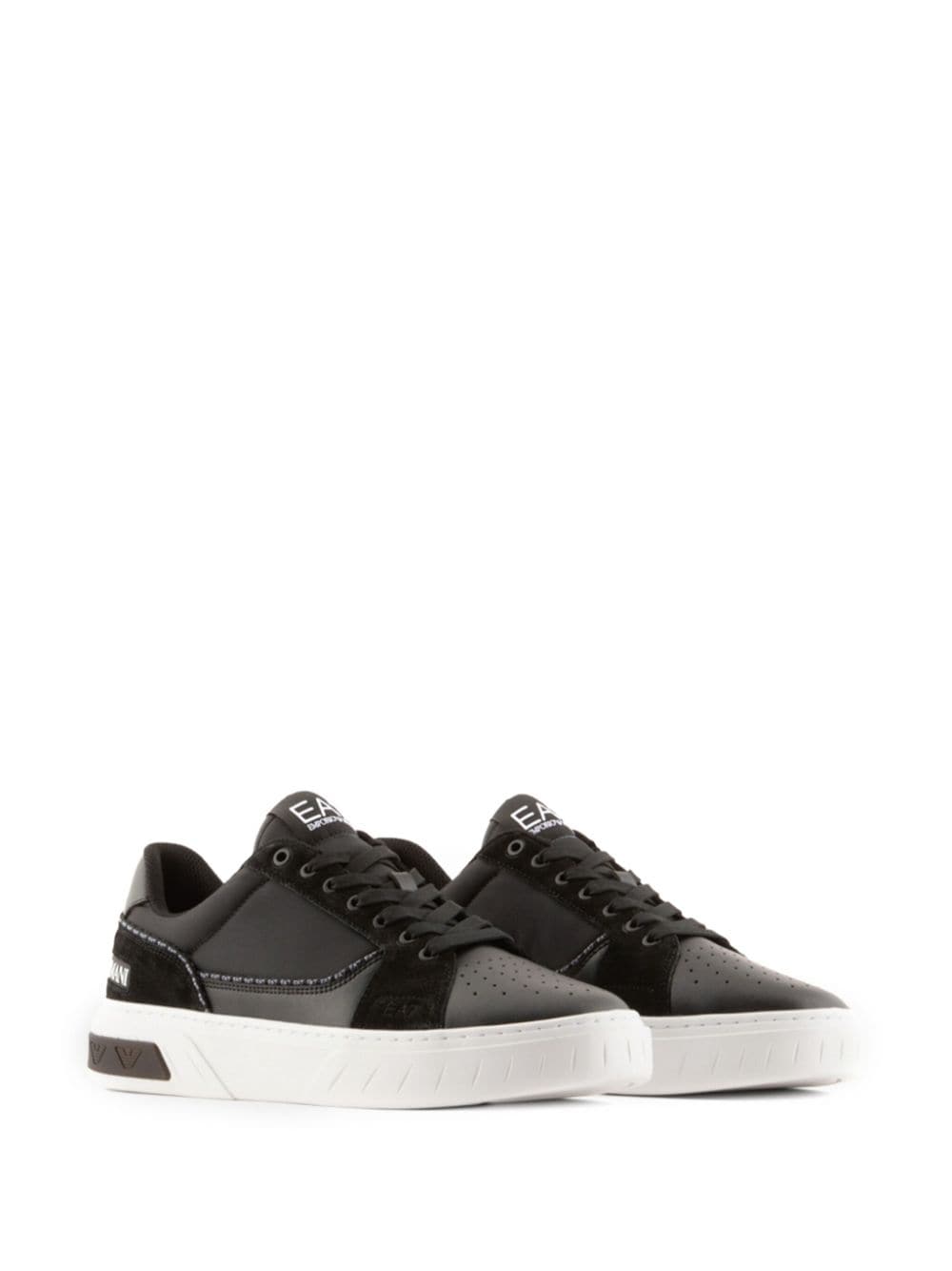Shop Ea7 Lace-up Leather Sneakers In Black