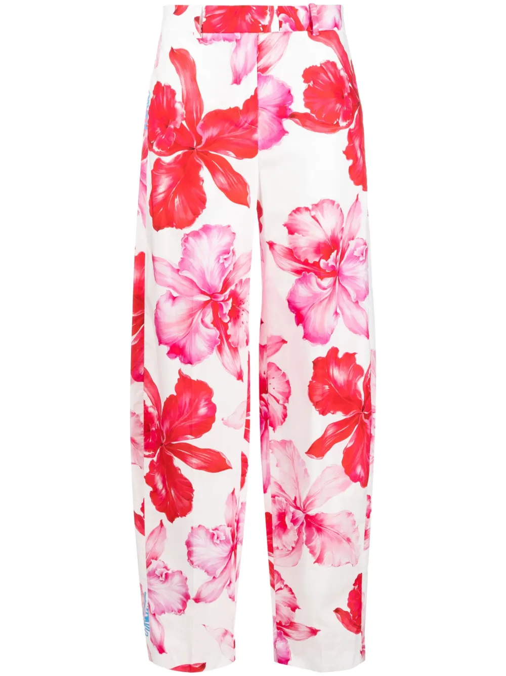 Attico Jagger Floral-print Tapered Trousers In White