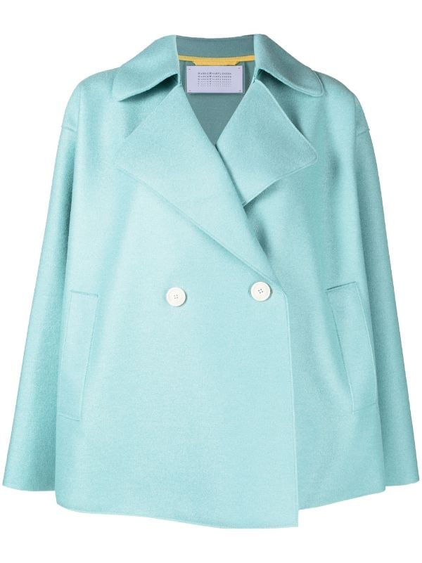 Double-breast sky blue wool jacket w/pockets