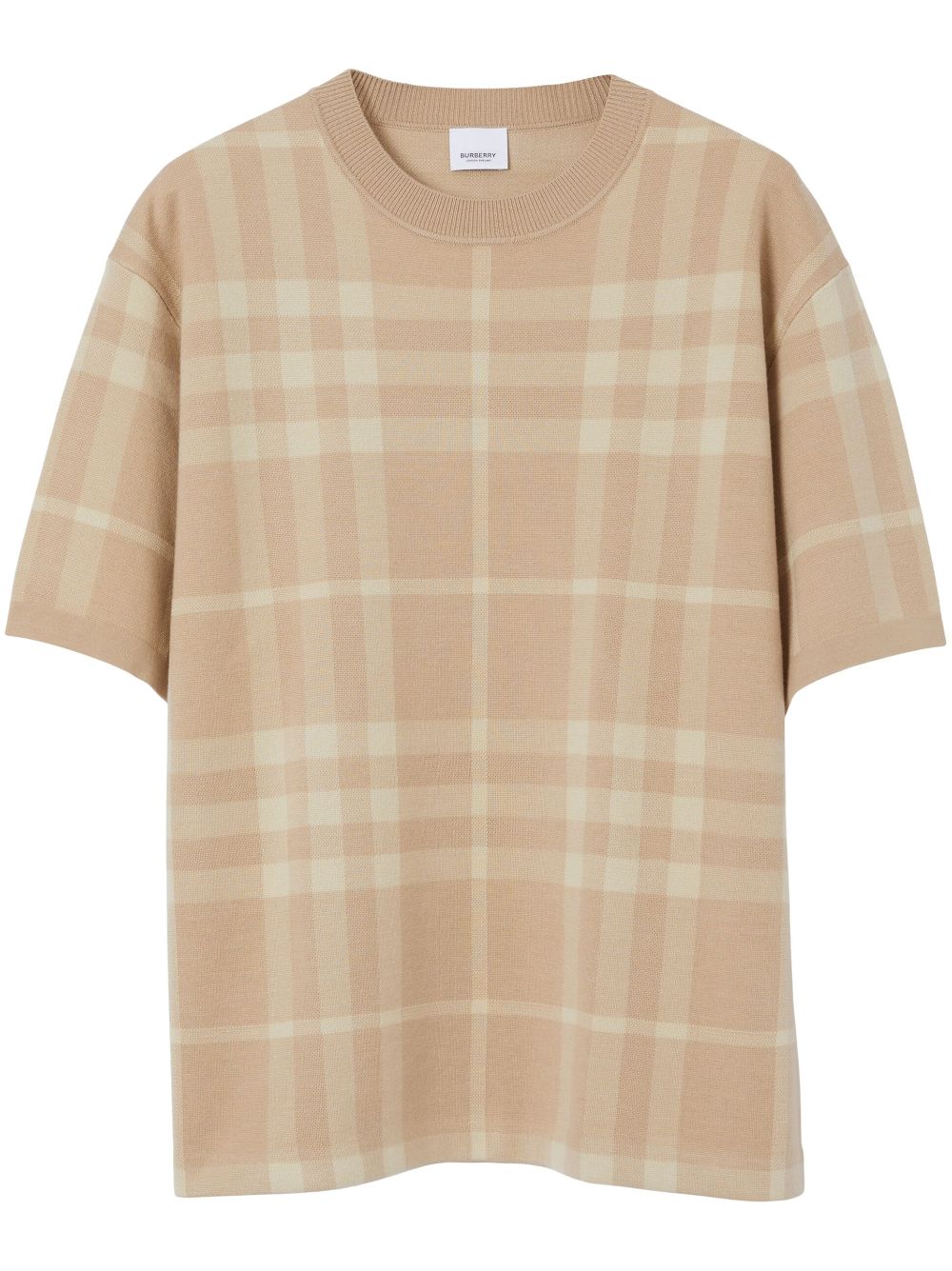 Burberry Plaid-pattern Wool-silk T-shirt In Nude