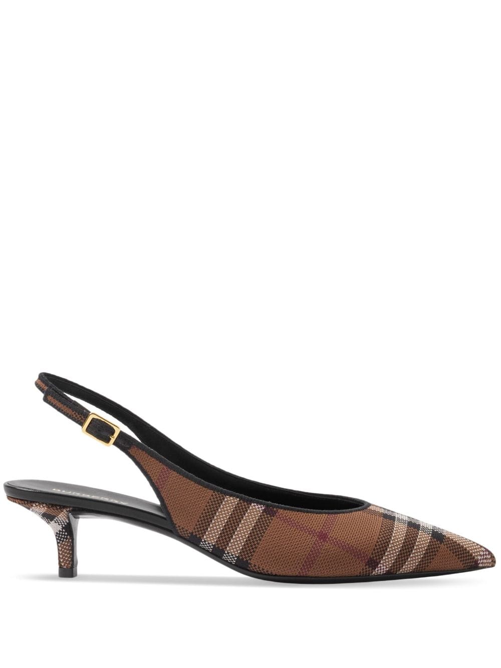 Shop Burberry Check-pattern Slingback Pumps In Braun