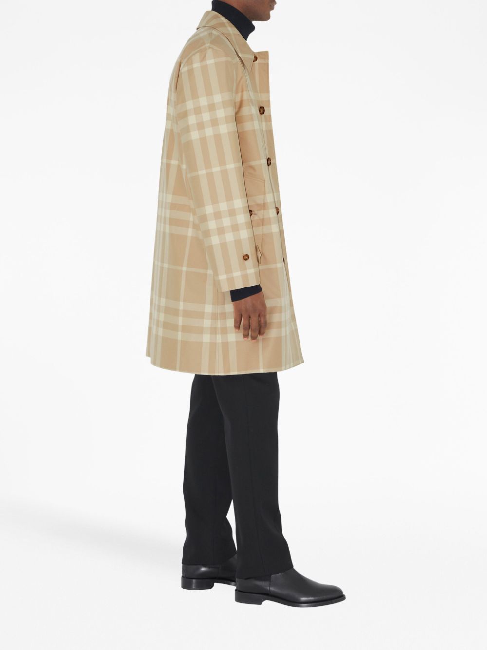 Cheap Burberry checked cotton long coat Men