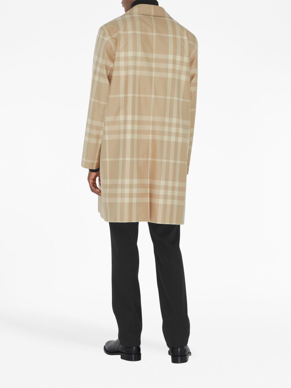 Cheap Burberry checked cotton long coat Men