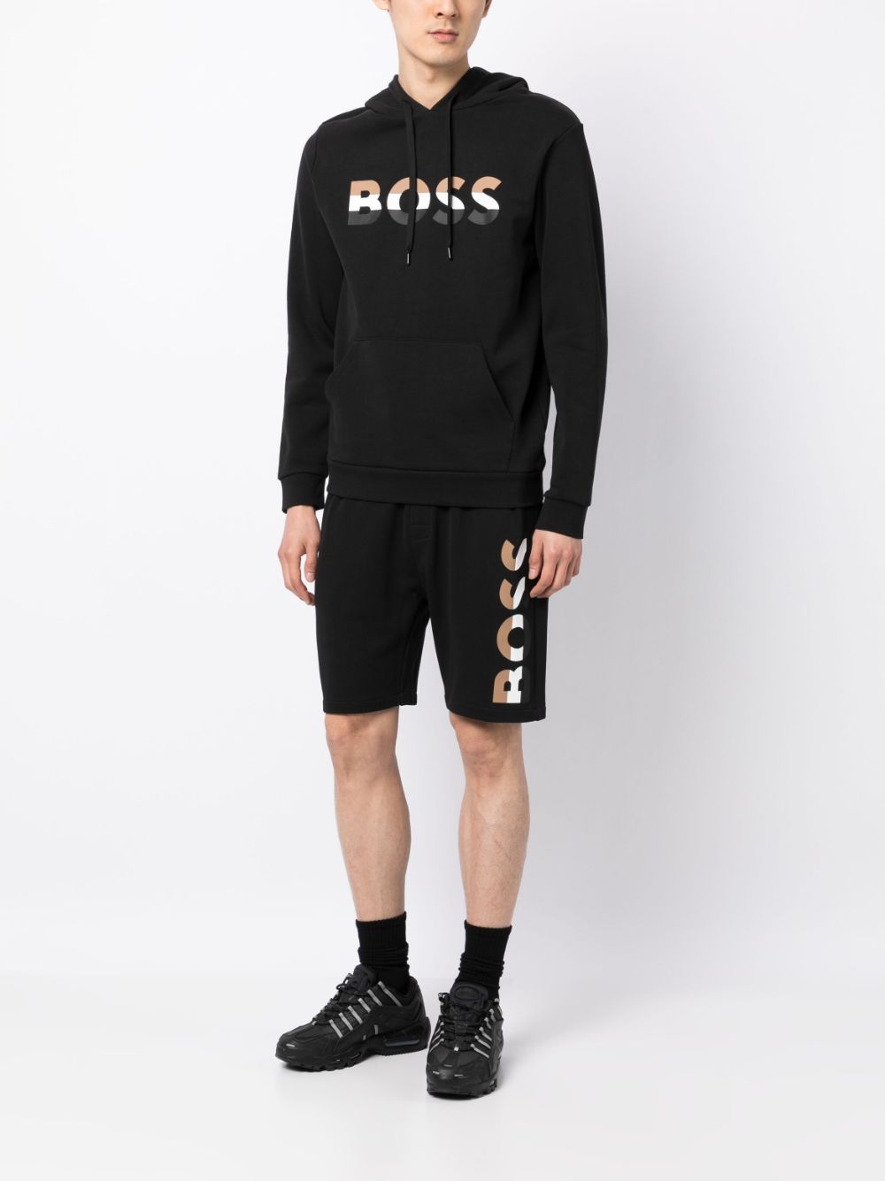 BOSS Trainingsshorts met logoprint - Zwart