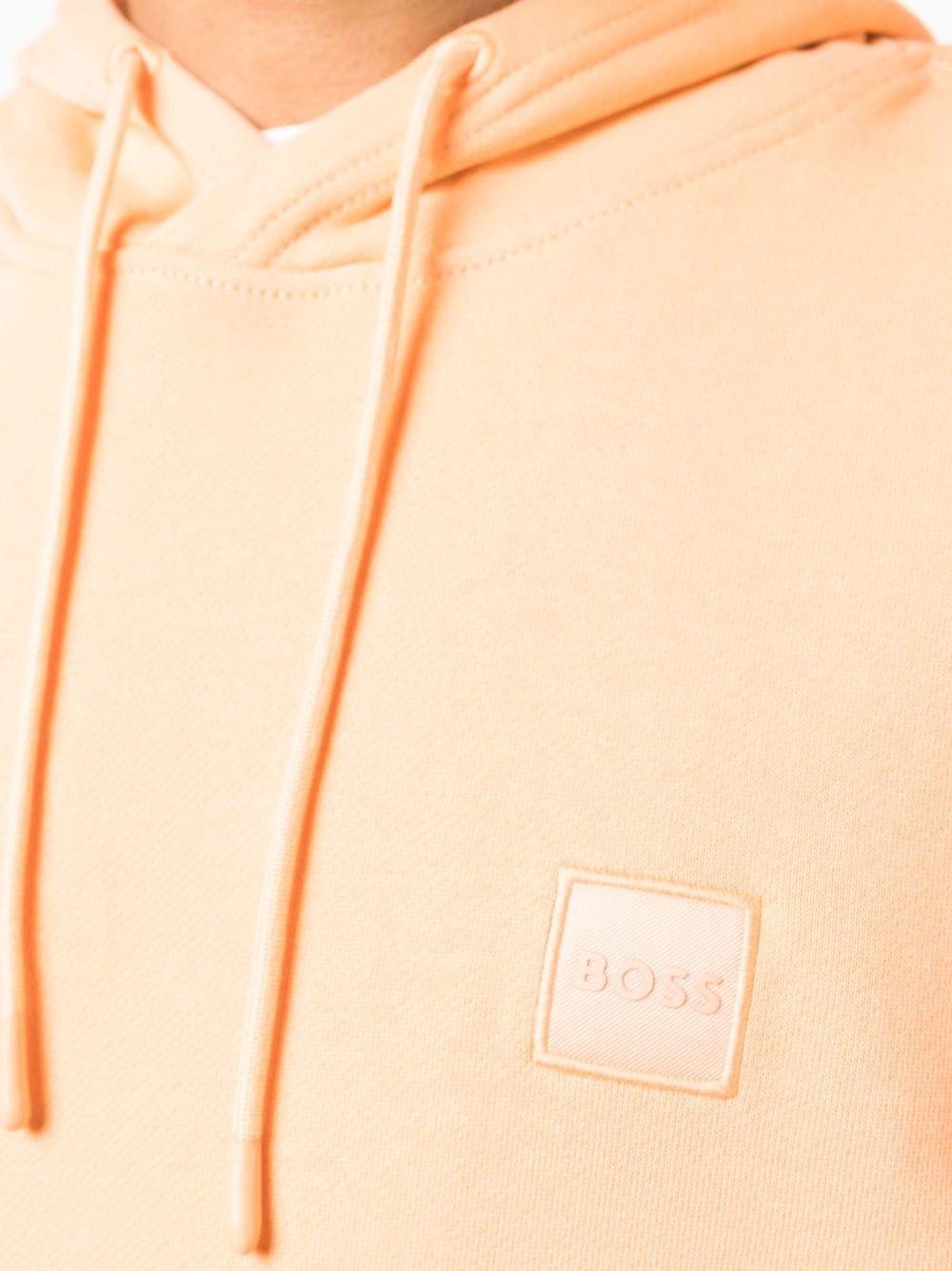 Shop Hugo Boss Logo-patch Long-sleeve Hoodie In Orange