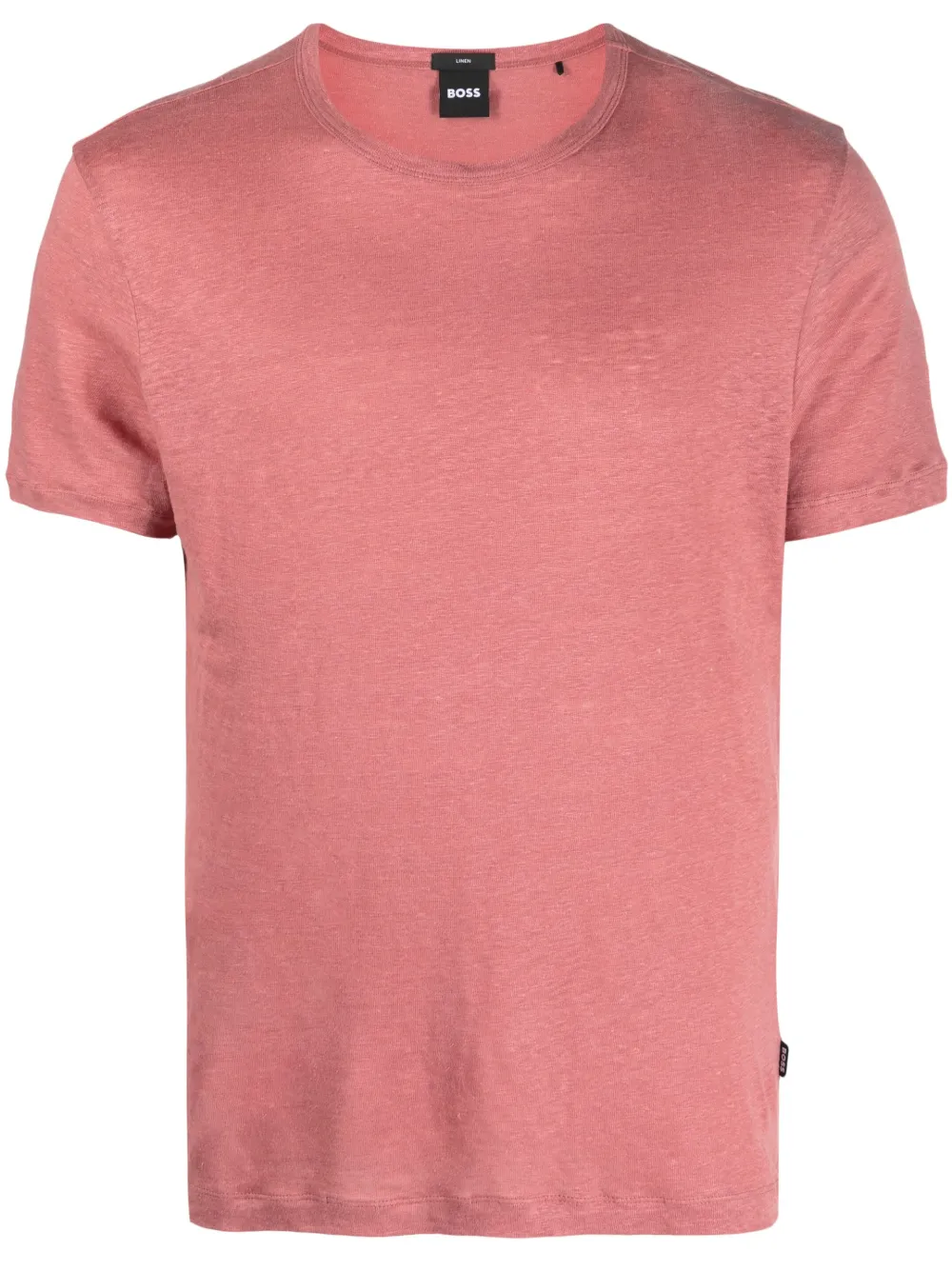 Hugo Boss Short-sleeved Linen T-shirt In Rosa