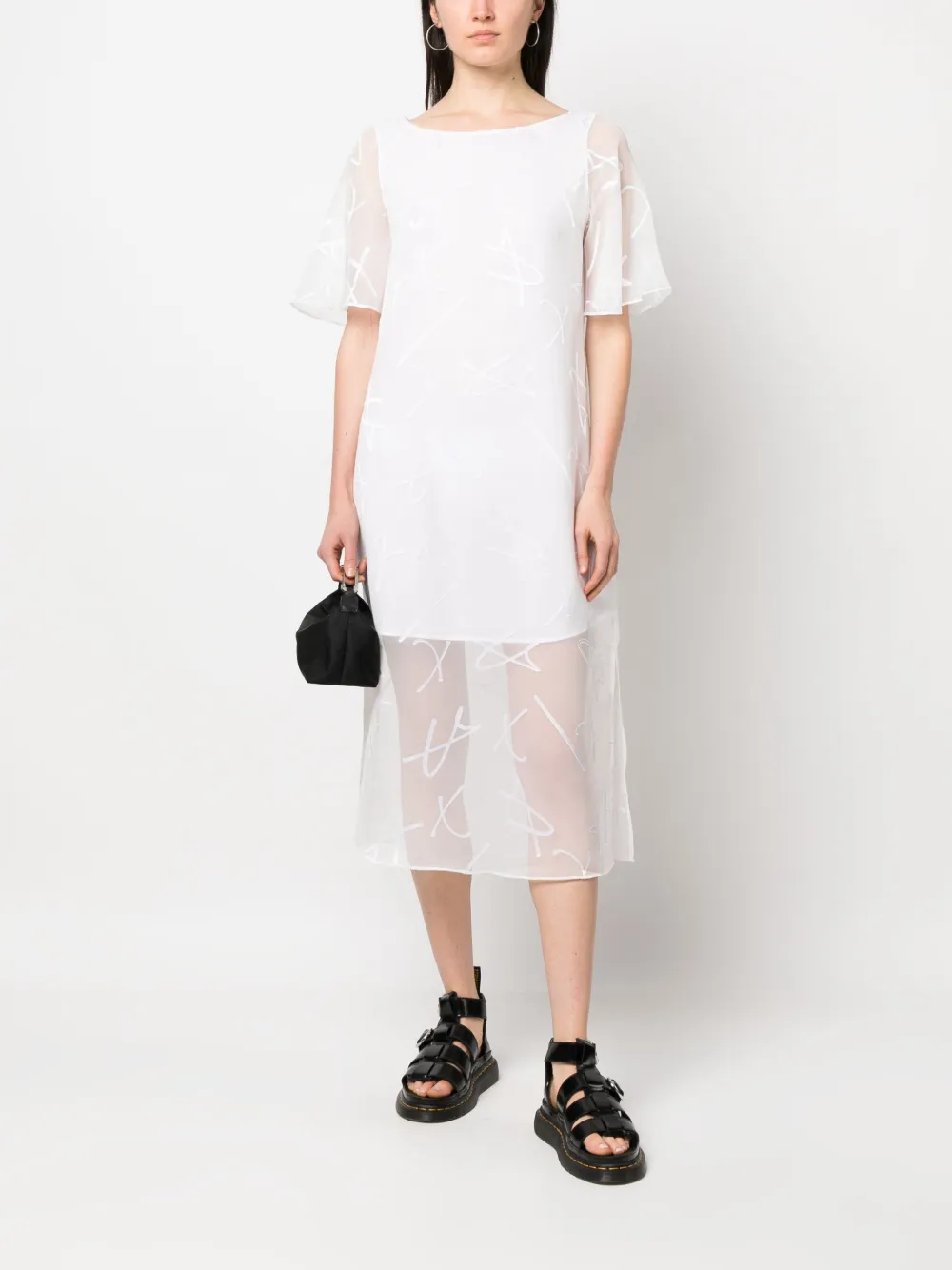 Armani Exchange Maxi-jurk met doorzichtige overslag - Wit
