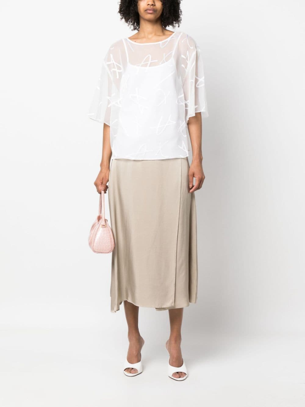 Armani Exchange Semi-doorzichtige blouse - Wit