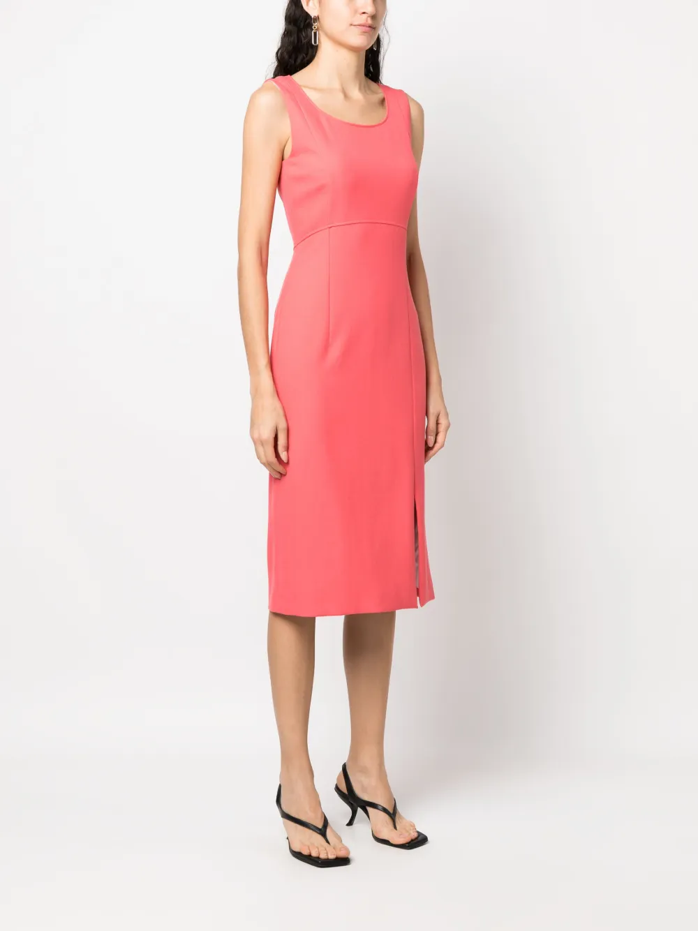 Shop Hugo Boss Sleeveless Midi Dress In Rosa