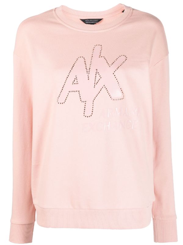 Armani Exchange logo embellishment Cotton Sweatshirt Farfetch