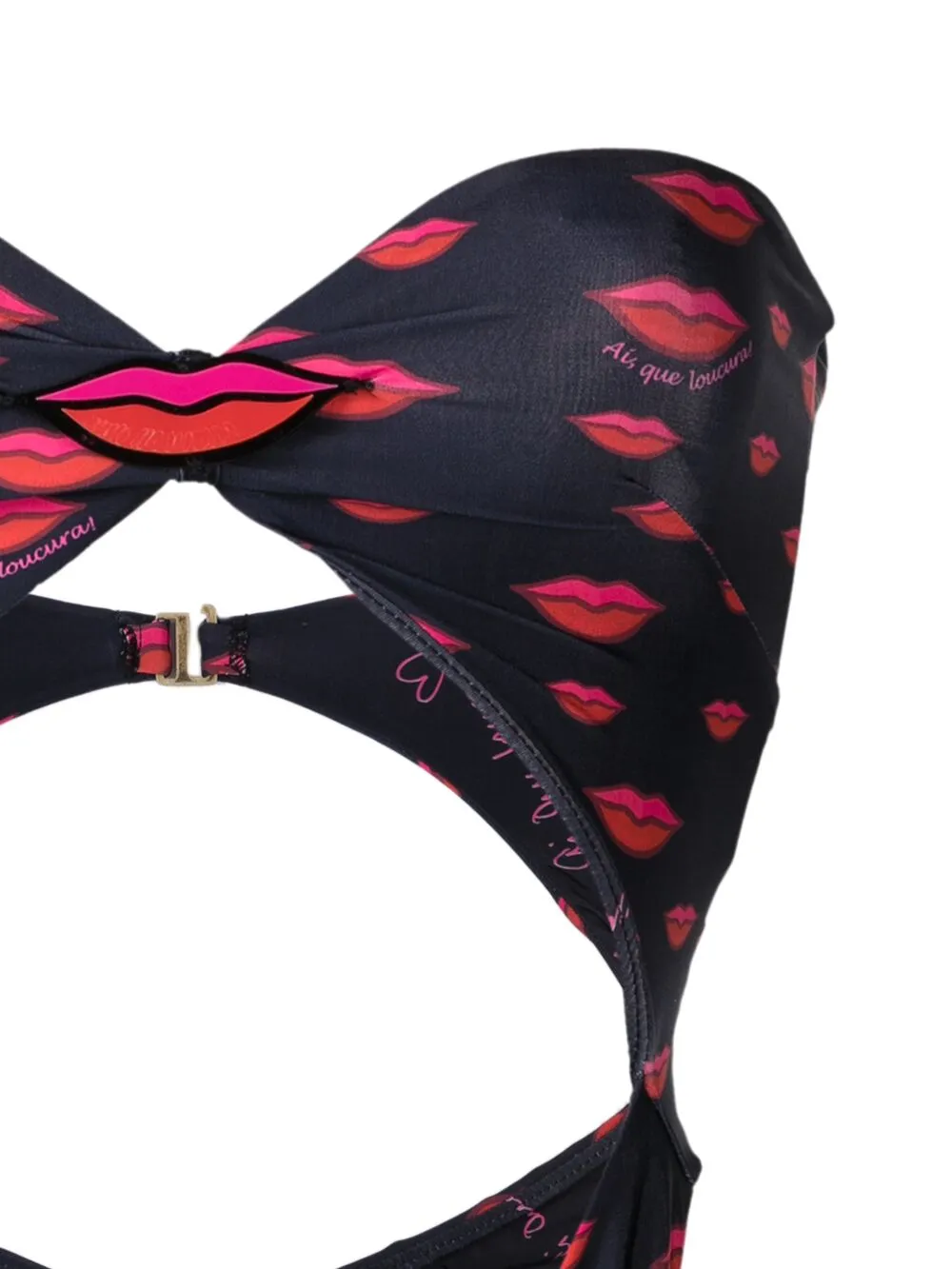 Amir Slama Badeanzug Mit Lippen-print In Black