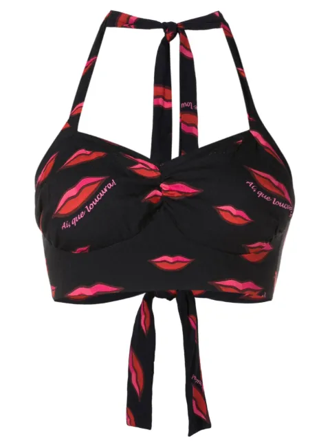 Amir Slama lip-print cropped top