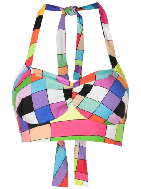 Amir Slama geometric-print cropped top