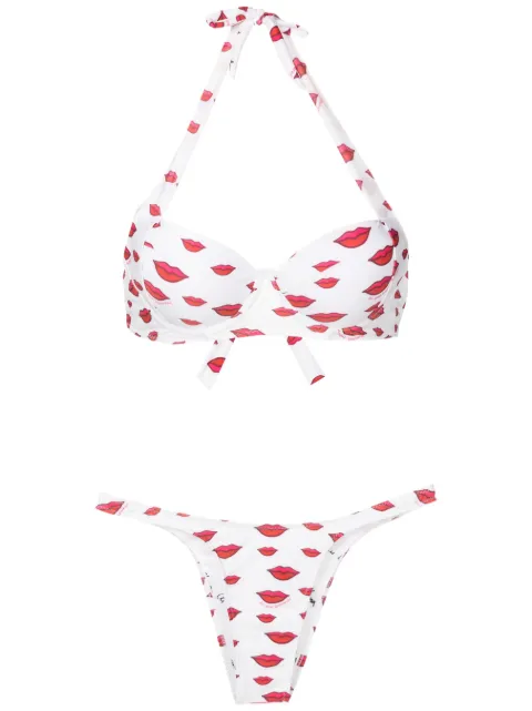 Amir Slama all-over lip-print bikini set