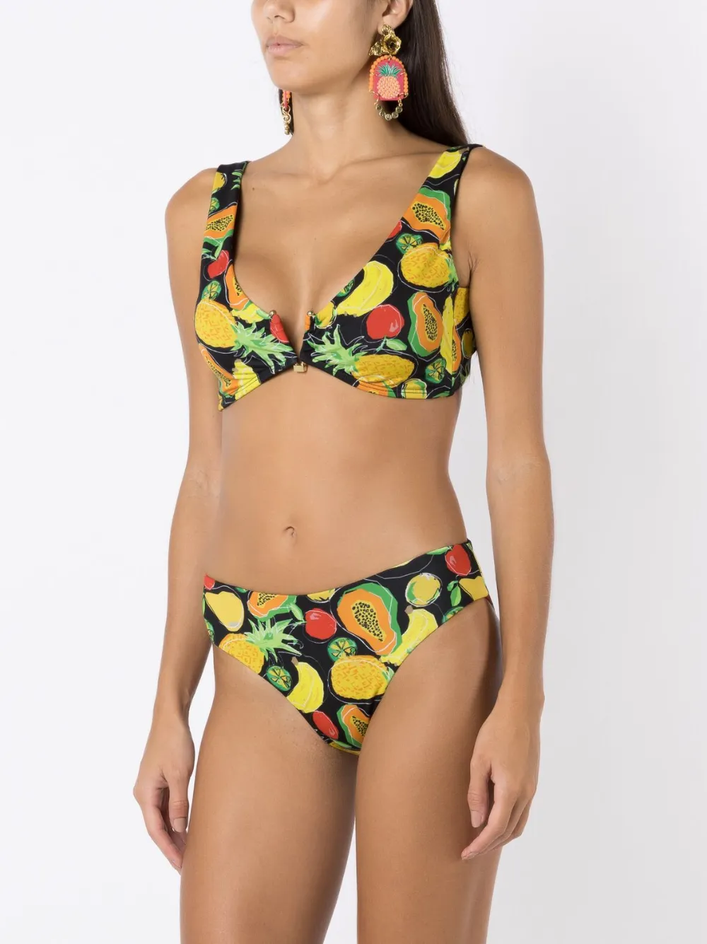 Shop Amir Slama All-over Fruit-print Bikini Set In Multicolour