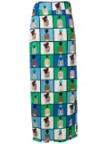 Amir Slama graphic-print midi skirt - Blue