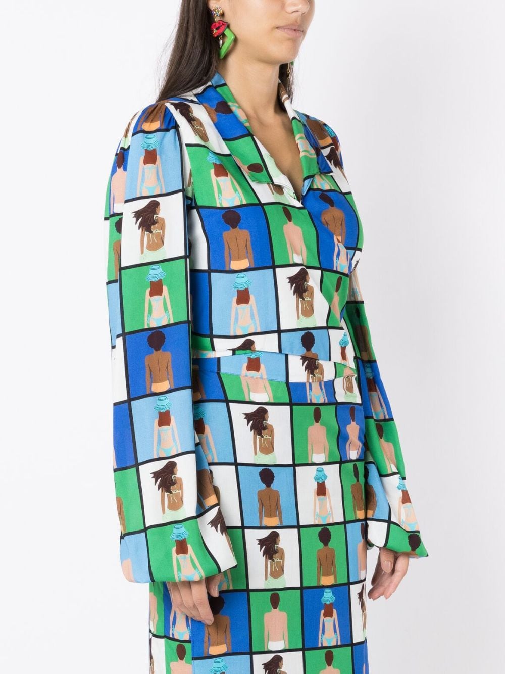 Shop Amir Slama Illustration-print Wrap Blouse In Multicolour
