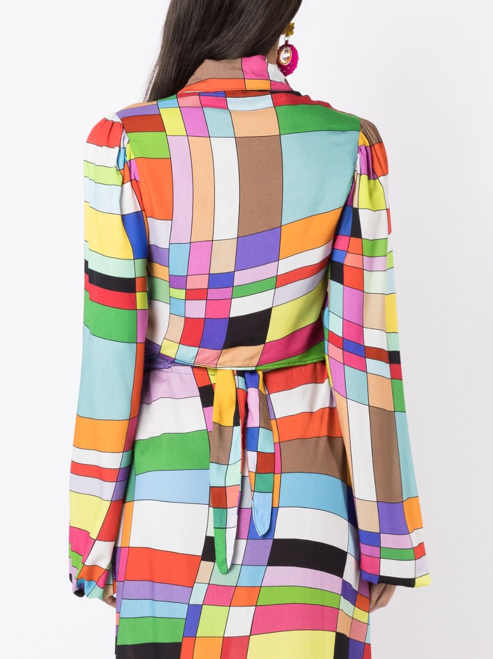 Shop Amir Slama Graphic-print Spread-collar Blouse In Multicolour