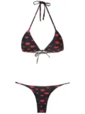 Amir Slama all-over lip-print bikini set - Black