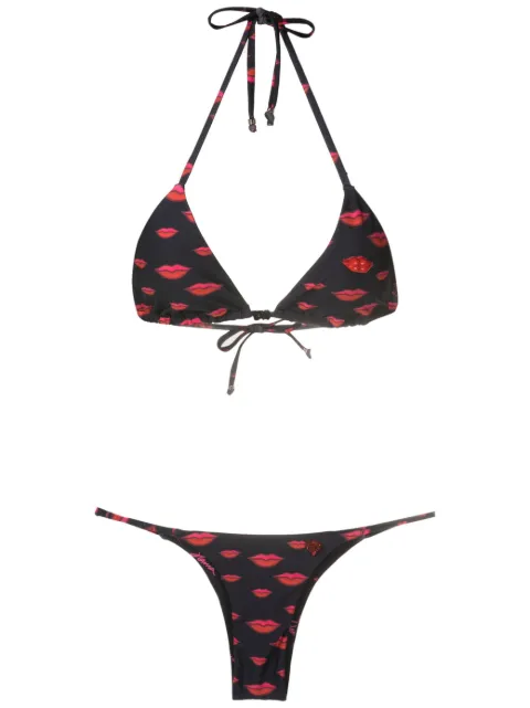 Amir Slama all-over lip-print bikini set