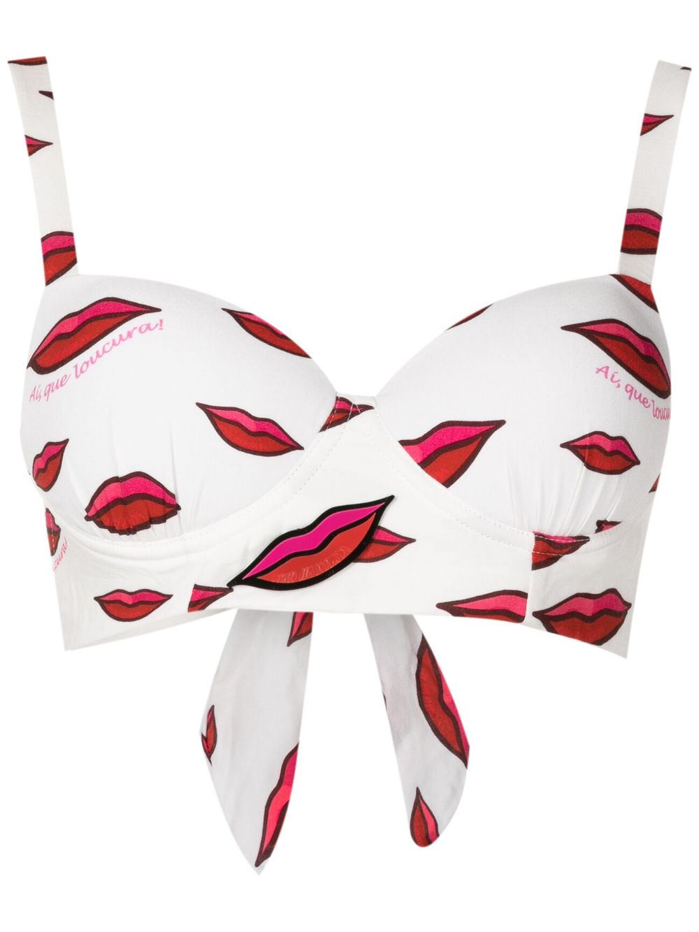 Amir Slama Cropped-top Mit Lippen-print In White