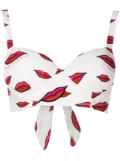 Amir Slama lip-print cropped top - White